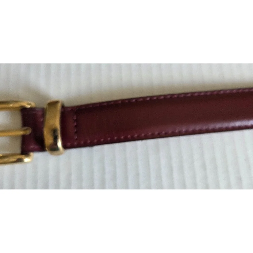 USA Genuine Leather Classic Dress Belt Wine Burgundy Red Gold Buckle 1X 36-39